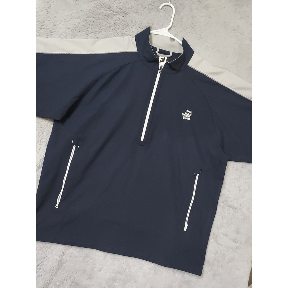 FootJoy Pullover Mens Large Bear Lakes Golf Quarter Zip Navy Blue Performance L